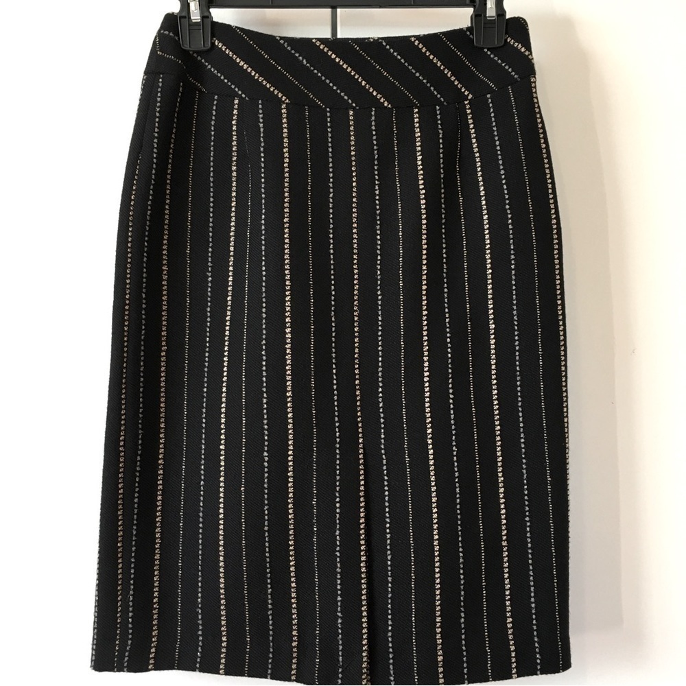 Vintage 90's Jinkaieng Black Metallic Wool Blend Straight Pencil Skirt